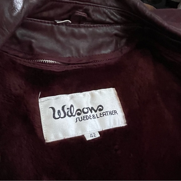 Vintage Wilsons Oxblood Leather Bomber Jacket Plush Lined Zip Front Size 42 - Picture 8 of 15